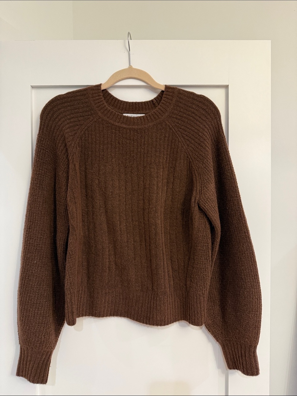 Athleta Chocolate Brown Ribbed Crewneck Sweater